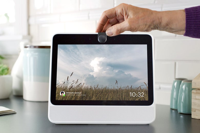 A Portal device on a countertop.